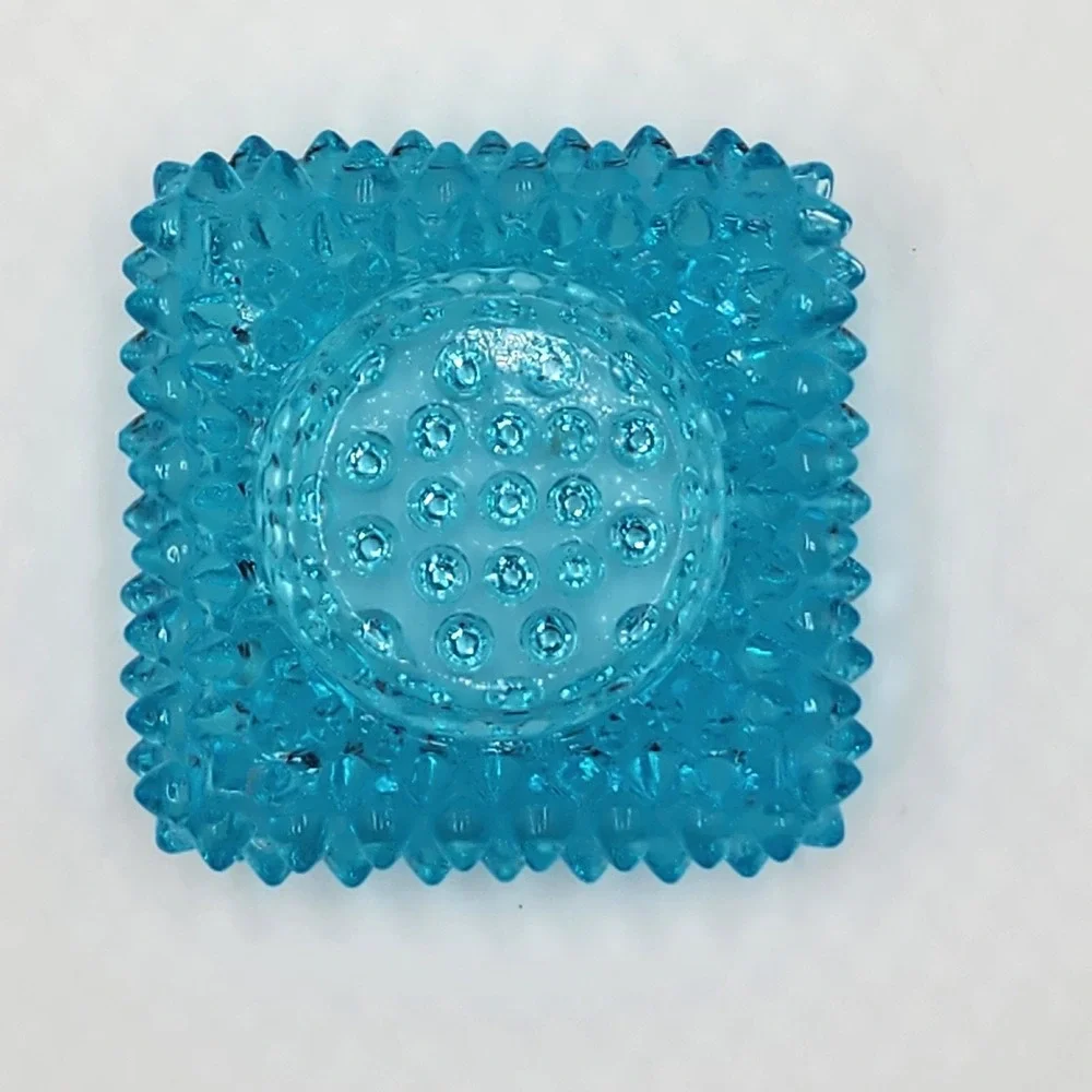 Vintage Fenton Blue Hobnail Glass Square Votive Candle Holder Teal Small 2.75